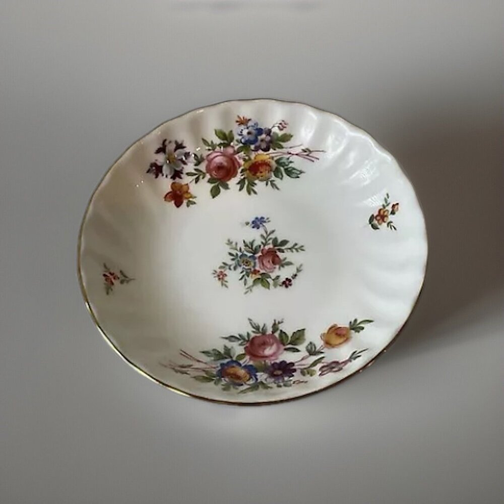 Minton Marlow Trinket Jam Dish Floral Shallow Bowl Bone China England 4 3/8"